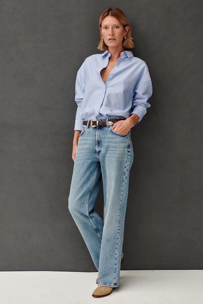 Oversized Light Blue Cotton Oxford Shirt from Sessei