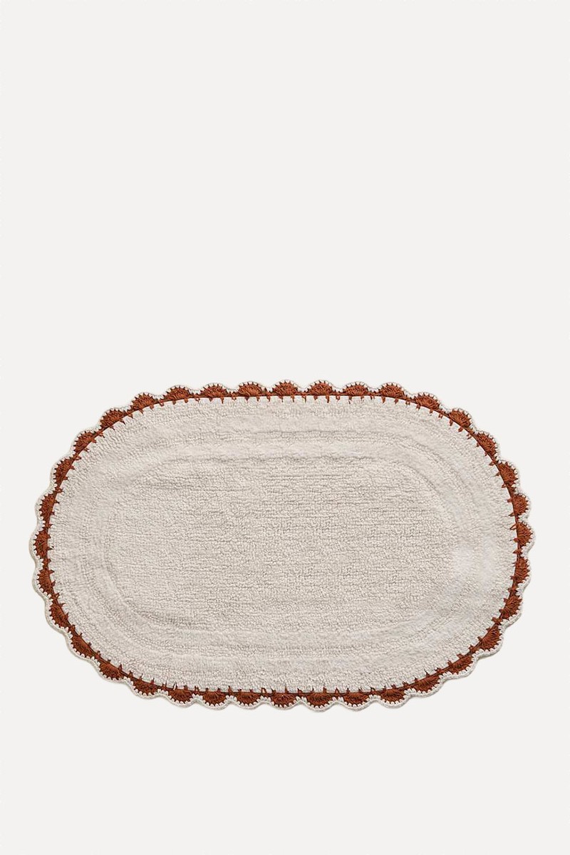 Pure Cotton Scallop Oval Bath Mat