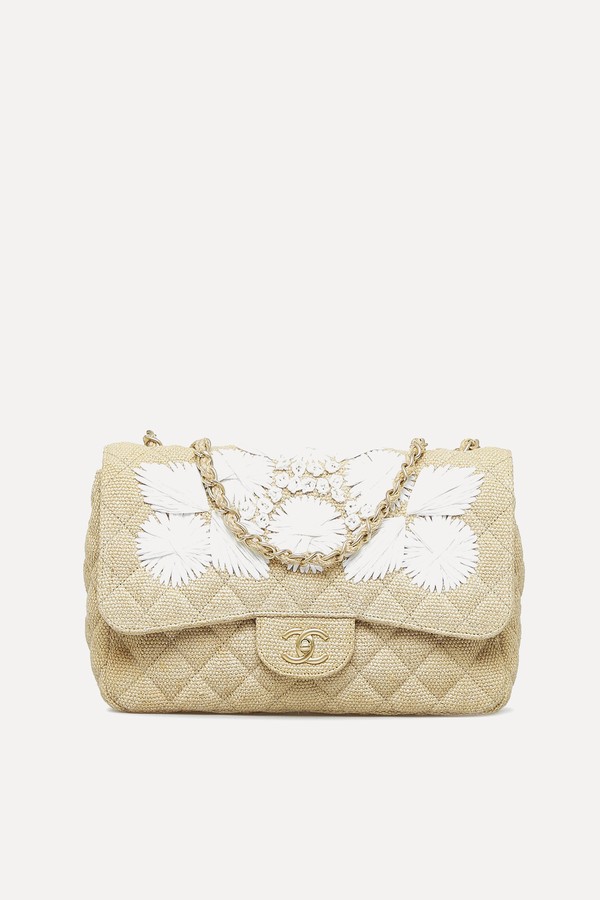 Floral Raffia Quilted Jumbo Coco Flap Bag from Chanel