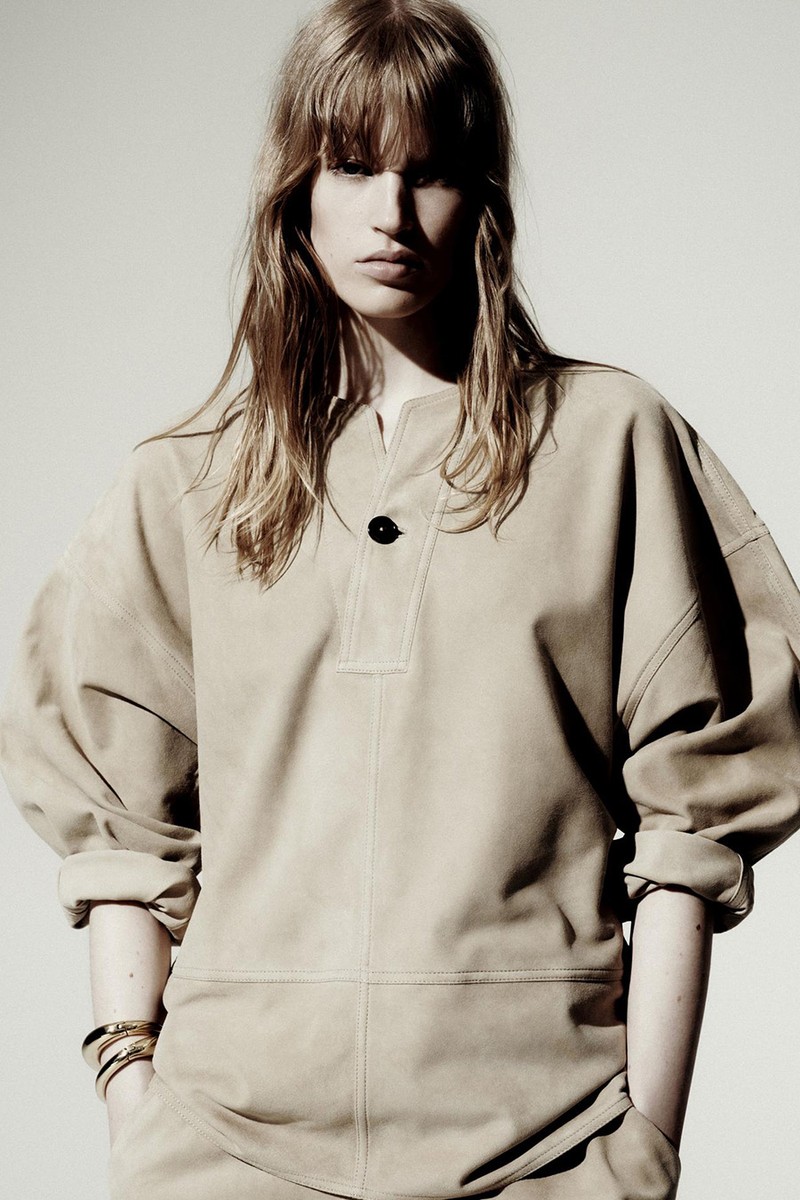 Wide Suede Leather Blouse