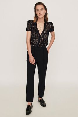 Guipure And Crepe Jumpsuit