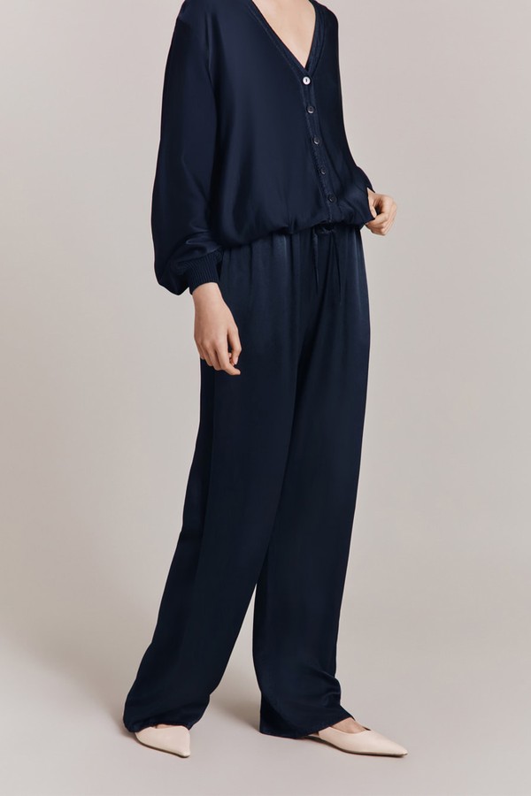Satin Drawstring Wide Leg Trousers from Ghost
