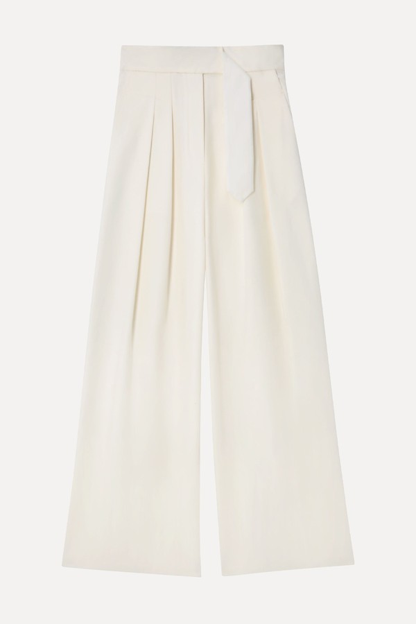 Wide Leg High Waist Cotton Blend Corset Trousers
