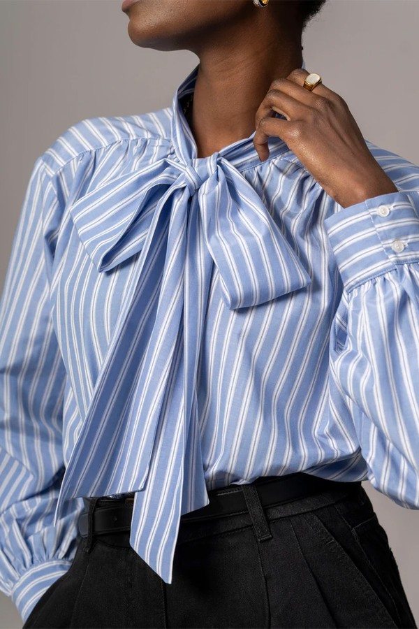 Mary Easy Fit Flowing Pussy-Bow Blouse from THE SHIRT COMPANY