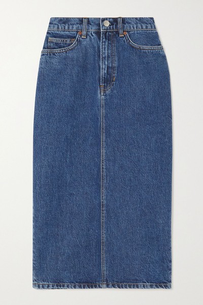  Jayde Organic Denim Midi Skirt from Reformation