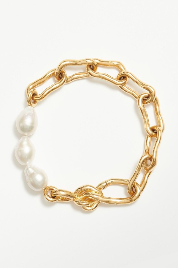 Molten Baroque Pearl Twisted Chain Bracelet 