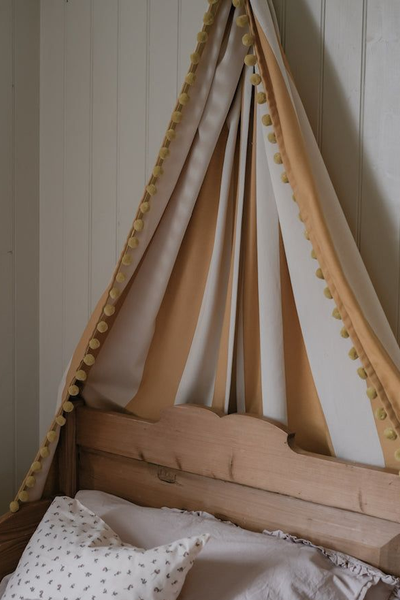 Bed Canopy Sleeper Stripe With Pom Pom Trim from Tori Murphy 