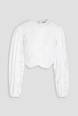 Cropped Broderie Anglaise Cotton Blouse from Ganni