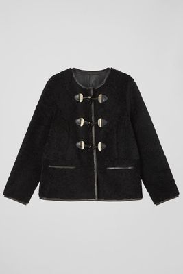 Honor Black Shearling Toggle Detail Jacket from LK Bennett