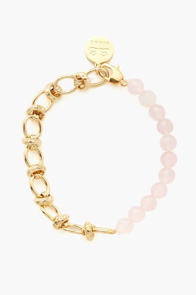 Ayla Rose Quartz & 18kt Gold-Plated Anklet from By Alona 