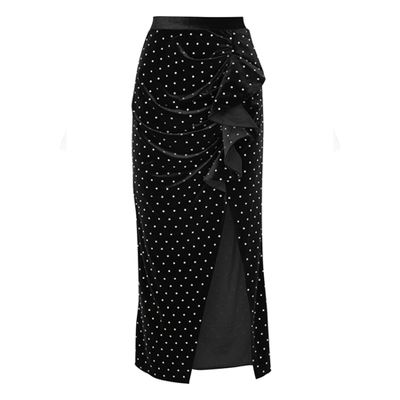 Crystal-Embellished Velvet Midi Skirt from SELF-PORTRAIT
