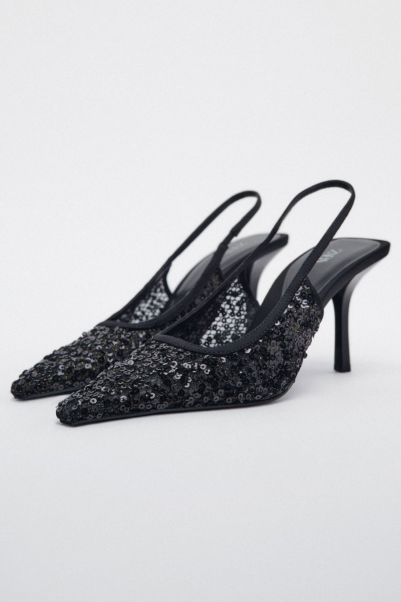 Sequinned High-Heel Slingback Shoes from Zara