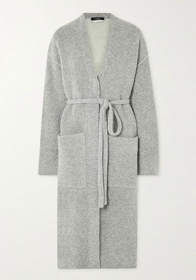 Belted Merino Wool Blend Bouclé Coat