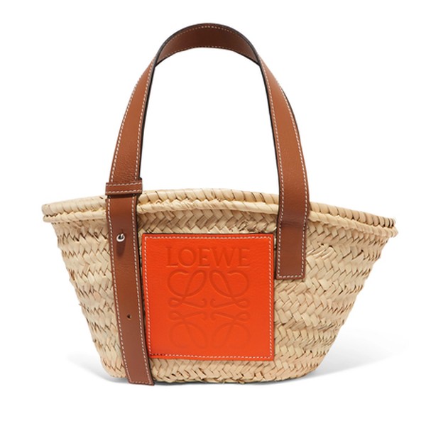 Paula’s Ibiza Small Leather-Trimmed Raffia Tote from Loewe