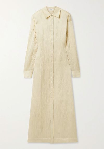 Crinkled Linen-Blend Maxi Shirt Dress from CO