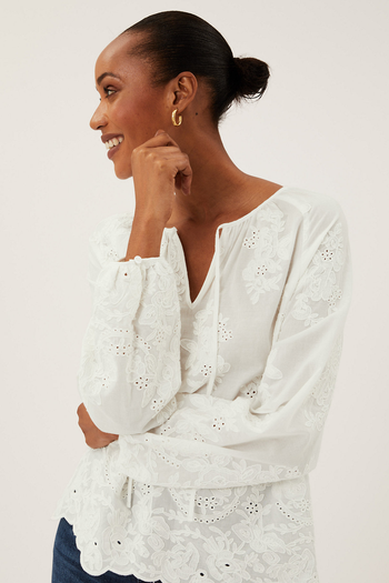 Pure Cotton Embroidered Long Sleeve Blouse, £39.50 | M&S