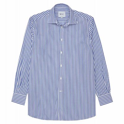 Poplin: Blue & White Stripe Shirt from With Nothing Underneath