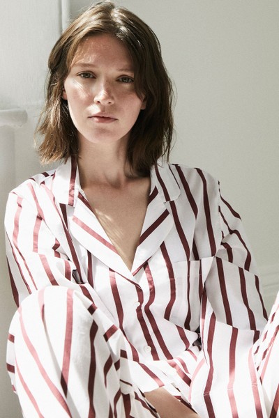 Classic Claret Stripe Pyjama Set from Honna