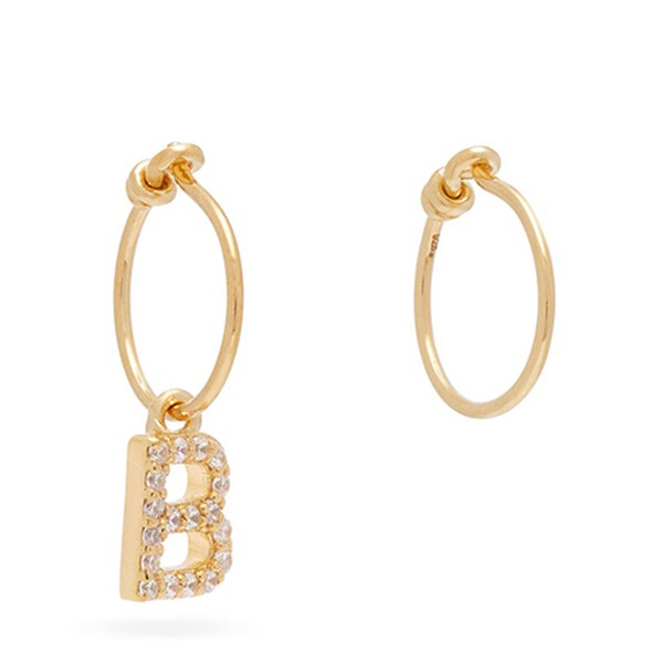 Mismatched B-Charm Hoop Earrings from Theodora Warre