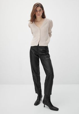 Cable-Knit Cardigan With Puff Sleeves from Massimo Dutti