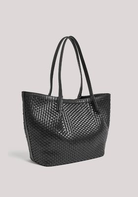 Leather Woven Tote Bag