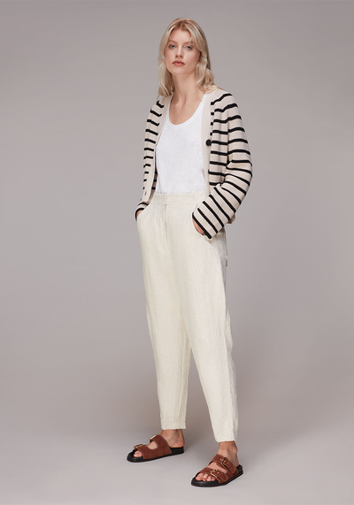 Linen Barrel Leg Trousers