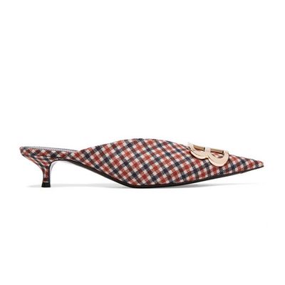 Knife Logo Embellished Checked Wool Mules from Balenciaga