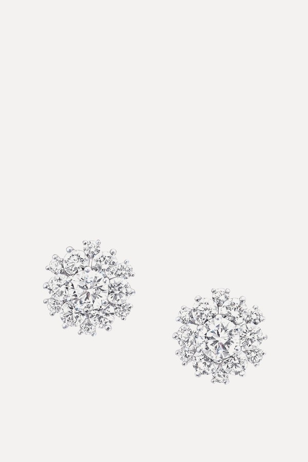 Round Diamond Cluster Stud Earrings
