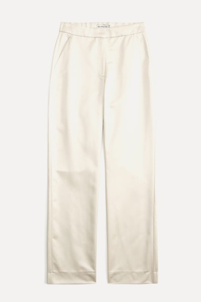 High Rise Tailored Straight Satin Pants from Abercrombie & Fitch