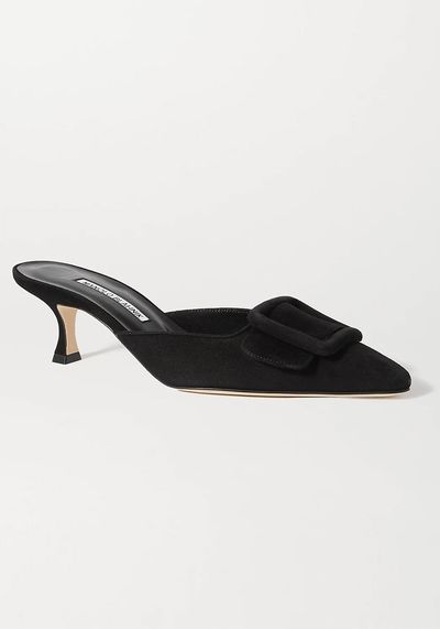 Maysale Buckled Suede Mules from Manolo Blahnik