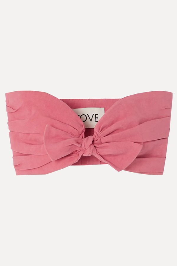 Awa Cropped Tie-Front Gathered Cotton-Blend Top from Tove