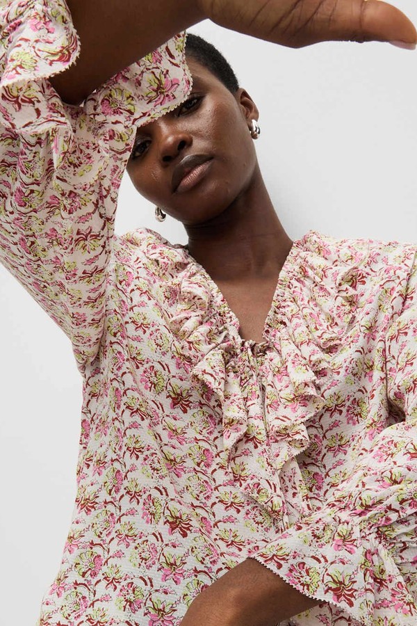 Pure Modal Floral Ruffle Blouse