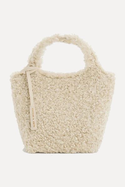 Arlys Furry Tote Bag - Beige from Charles & Keith