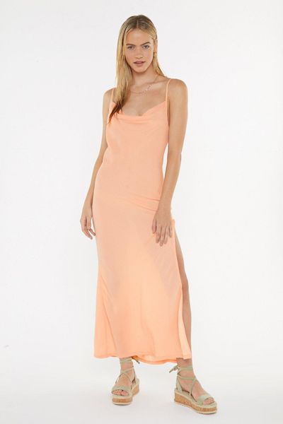 Cowl Neck Chiffon Maxi Beach Dress