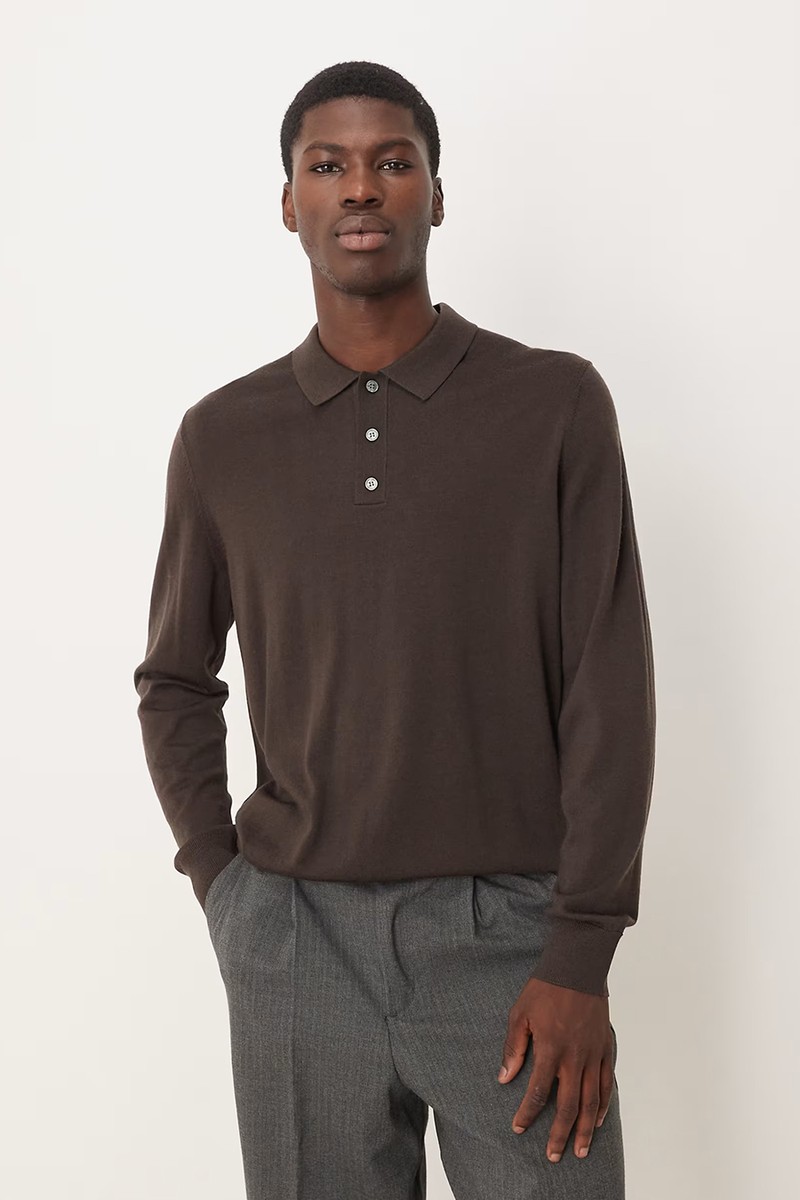 Merino Wool Knitted Long Sleeve Polo Shirt from ARKET