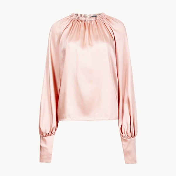 Round Neck Long Sleeve Blouse