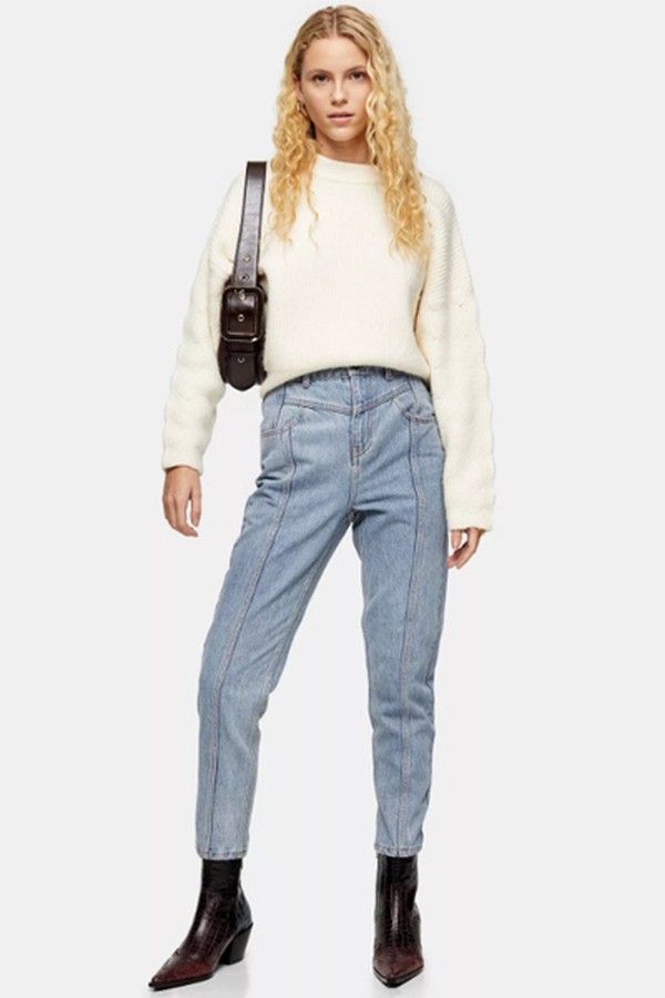 Bleach Yoke Panel Mom Jeans