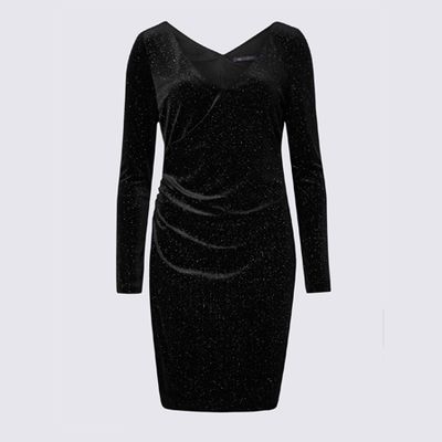 Sparkly Jersey Long Sleeve Bodycon Dress