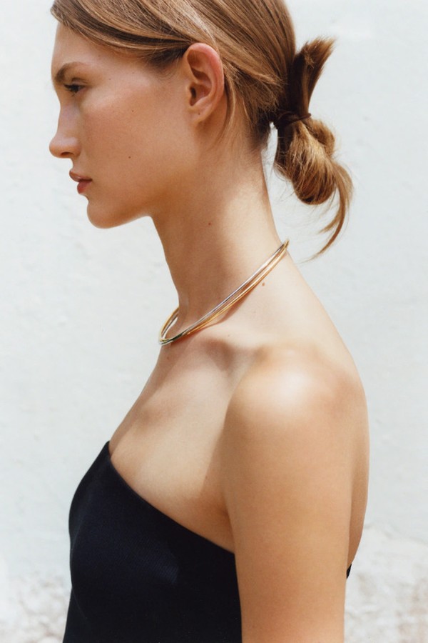 Interlocking Hoop Earrings Chocker Necklace