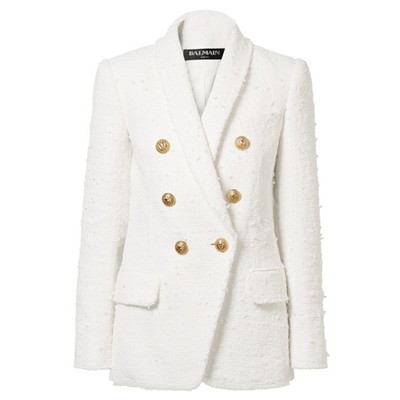 Double-Breasted Bouclé-Tweed Blazer from Balmain