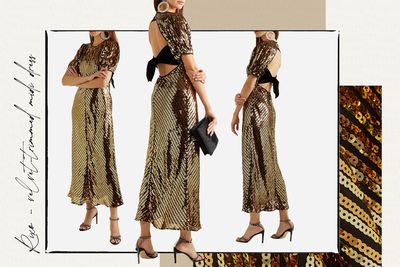 Daisy Velvet-Trimmed Cutout Sequinned Georgette Midi Dress, £218 | Rixo
