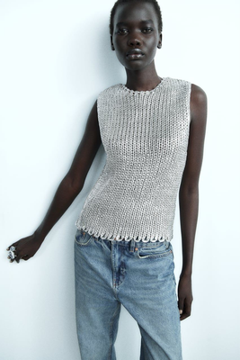Metallic Knit-Vest from Zara