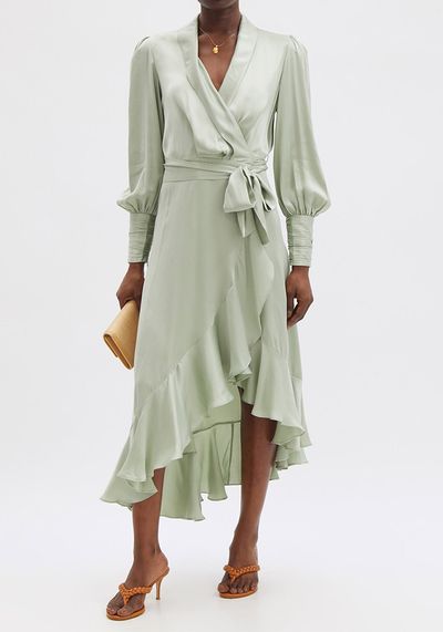 Tie-Waist Silk-Crepe Wrap Midi Dress  from Zimmermann