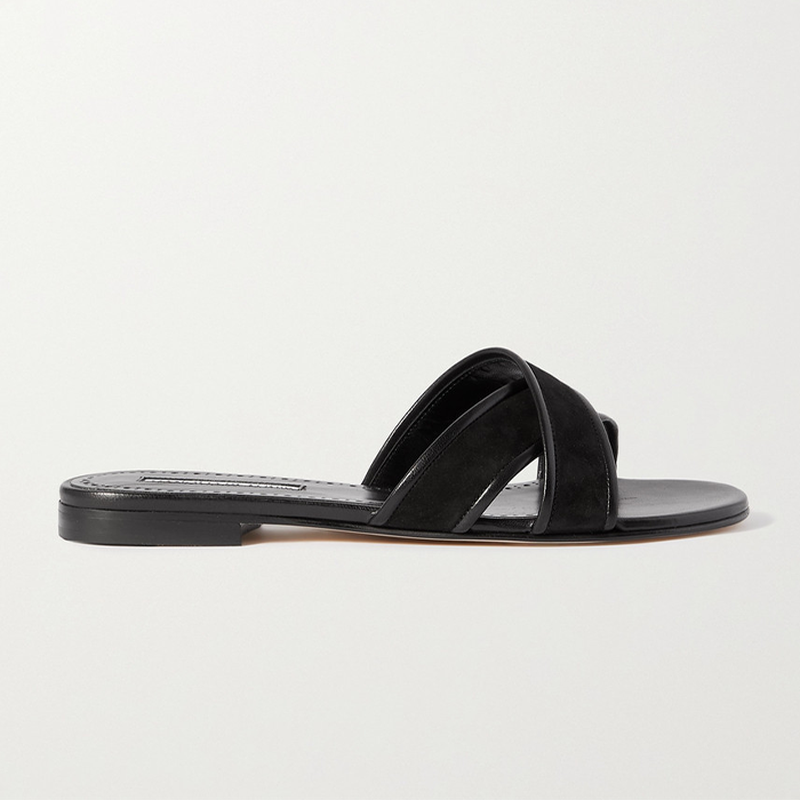 Ifneta Suede & Leather Slides from Manolo Blahnik