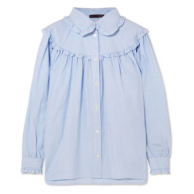 Ruffled Striped Cotton-Poplin Shirt from AlexaChung