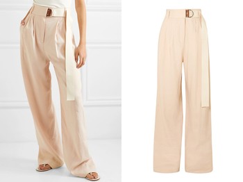 Bianca Belted Linen-Blend Wide-Leg Pants from Tibi