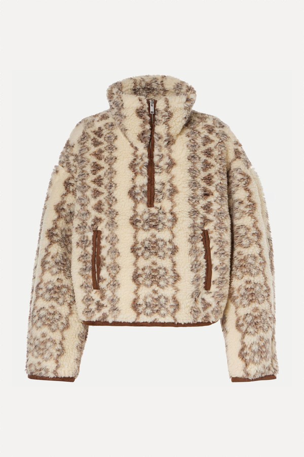 Marie Printed Teddy Half-Zip Sweater from Etoile Marant