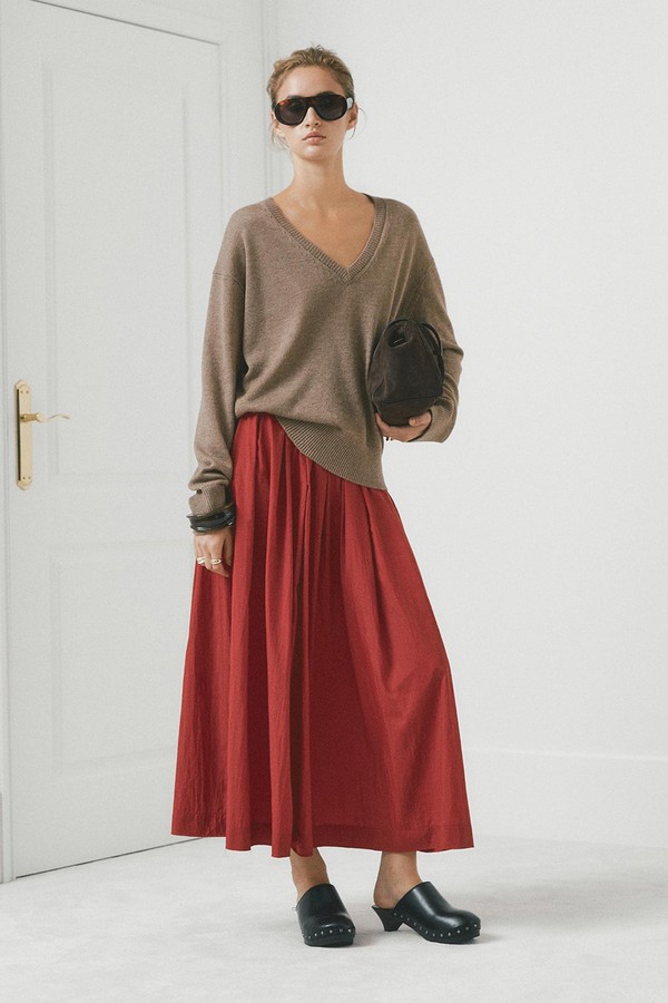 Long Technical Box Pleat Skirt