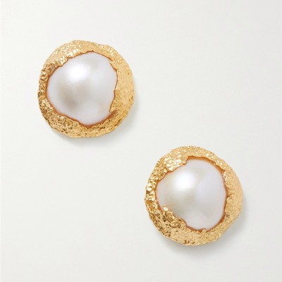 Ma-Ebe Dhin Gold-Plated Pearl Earrings from Pacharee