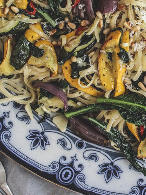 Cavolo Nero, Roasted Courgette & Chili Linguine
